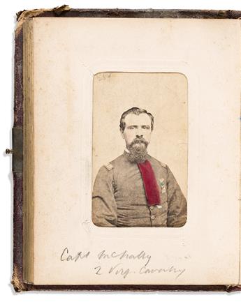 (CIVIL WAR--CONFEDERATE.) Carte-de-visite album of mostly Confederate Civil War notables including Davis and Lee.